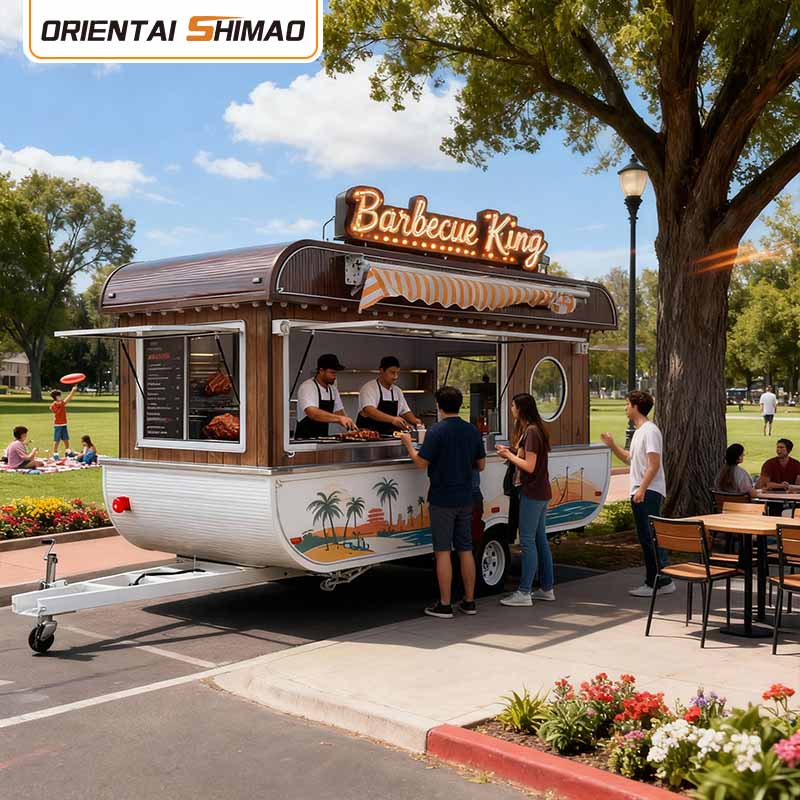 Food Trailer Drivable Food Truck Mobile Kitchen Catering Street Food Trailer Concept Food Truck